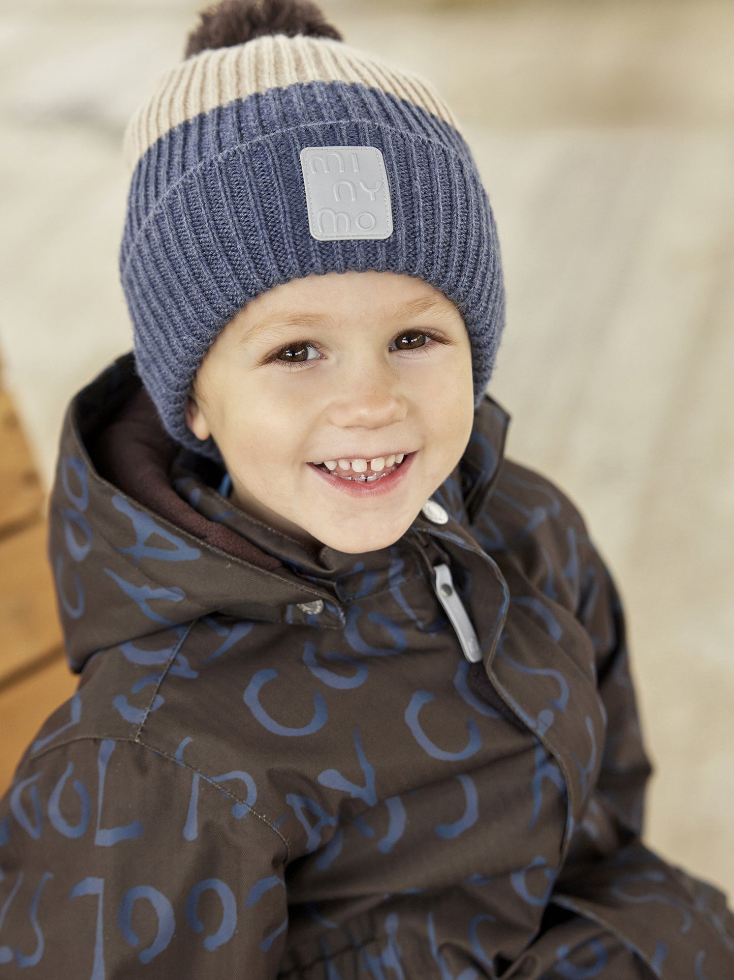 Hat Melange w. Pom Pom húfa frá Minymo