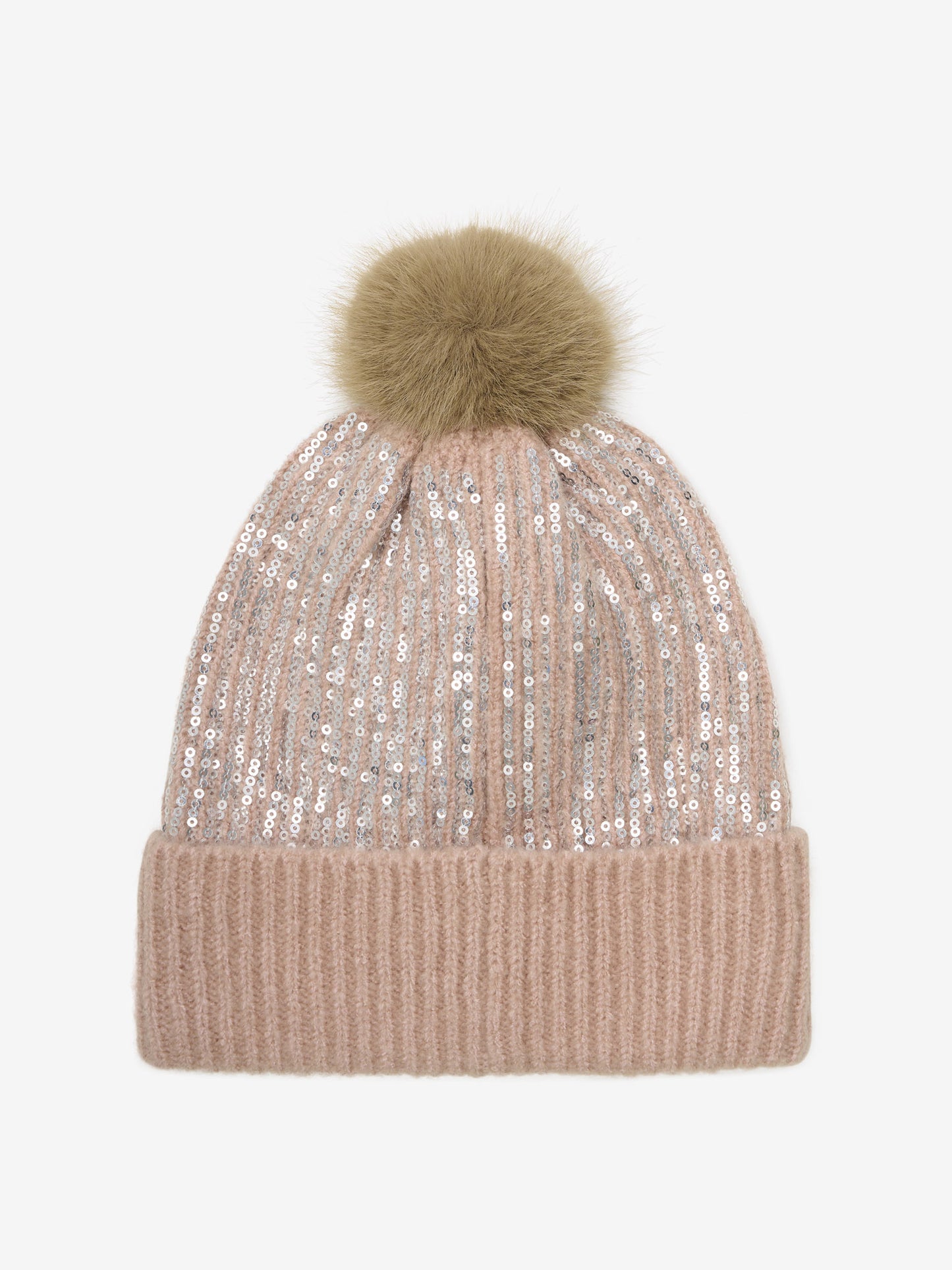 Hat w. sequins & fixed pom pom húfa frá Minymo