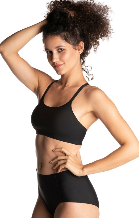 Svartur toppur með blúndu í bakið