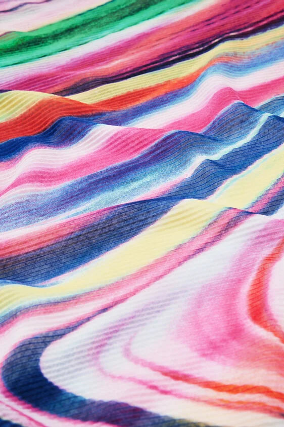 Multicolour pleated rectangular foulard klútur frá Desigual