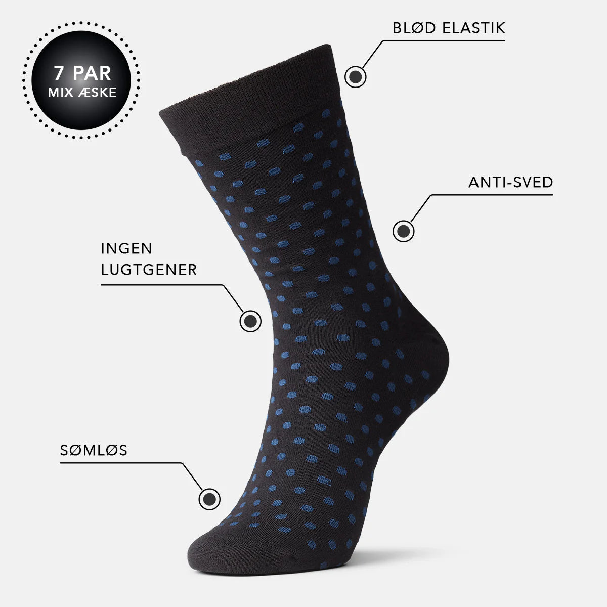 IQSOX sokkar fyrir herra, 7 saman í kassa