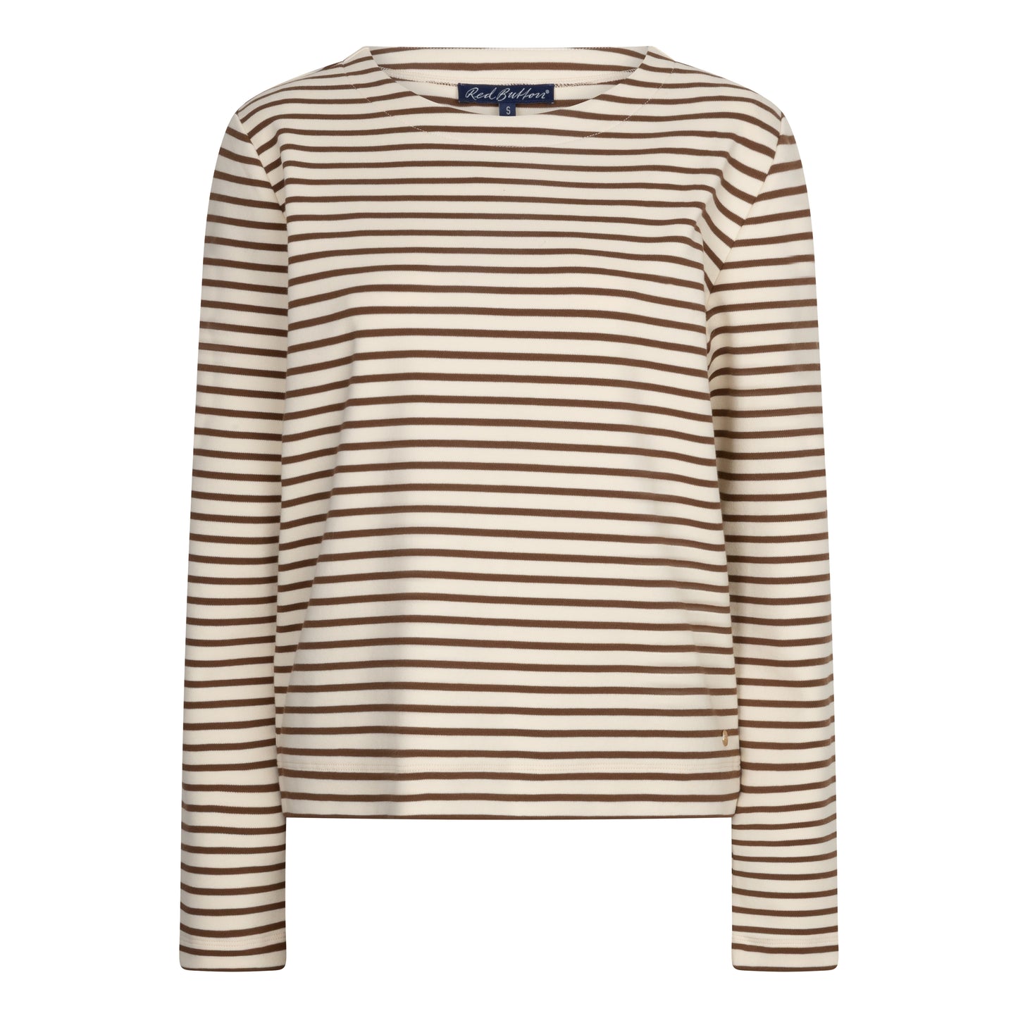 Terry stripe creme/espresso langermabolur frá Red Button